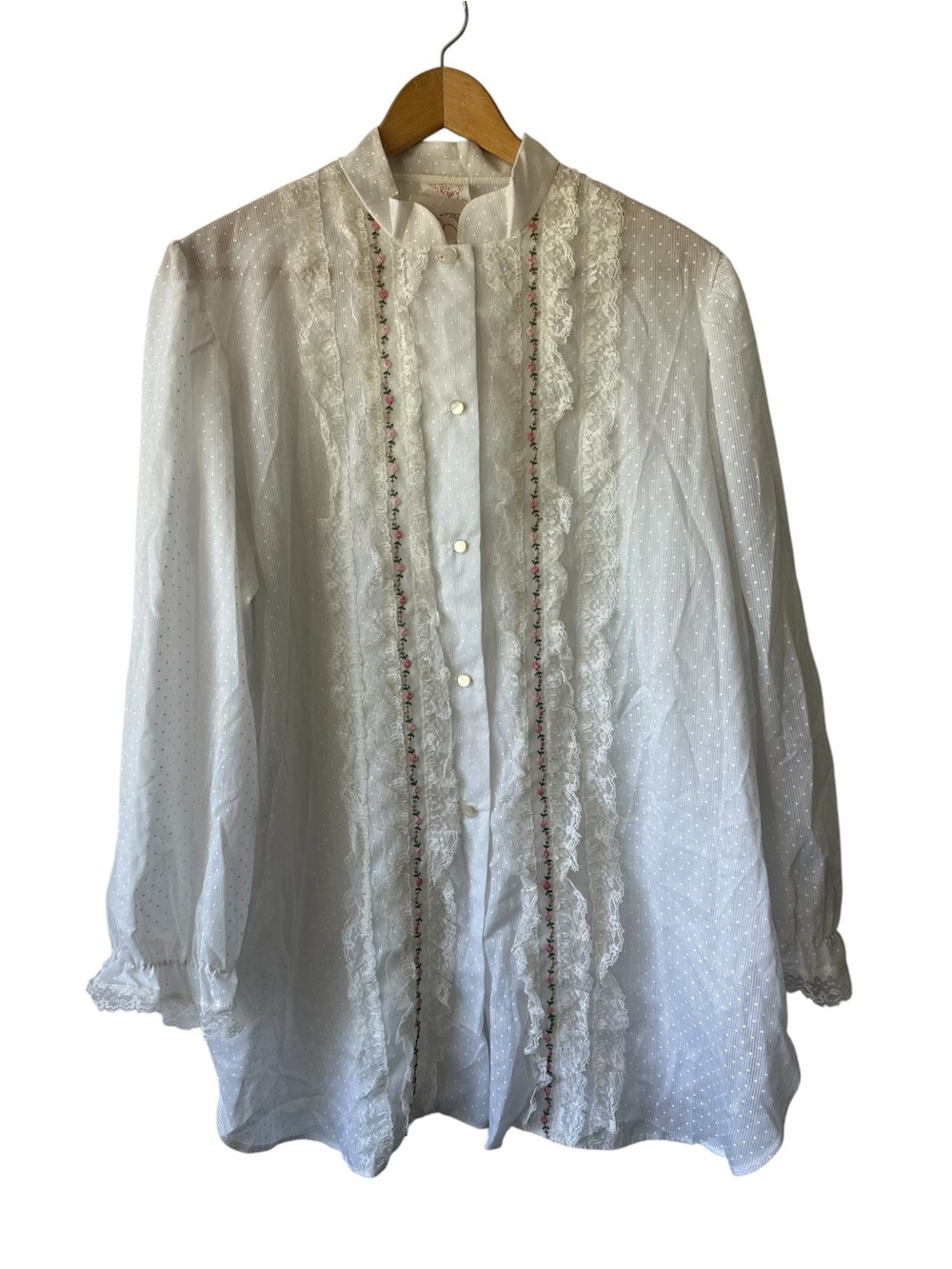 Vintage Gee Gee by Milaca Mills Lace Floral Button Down Shirt